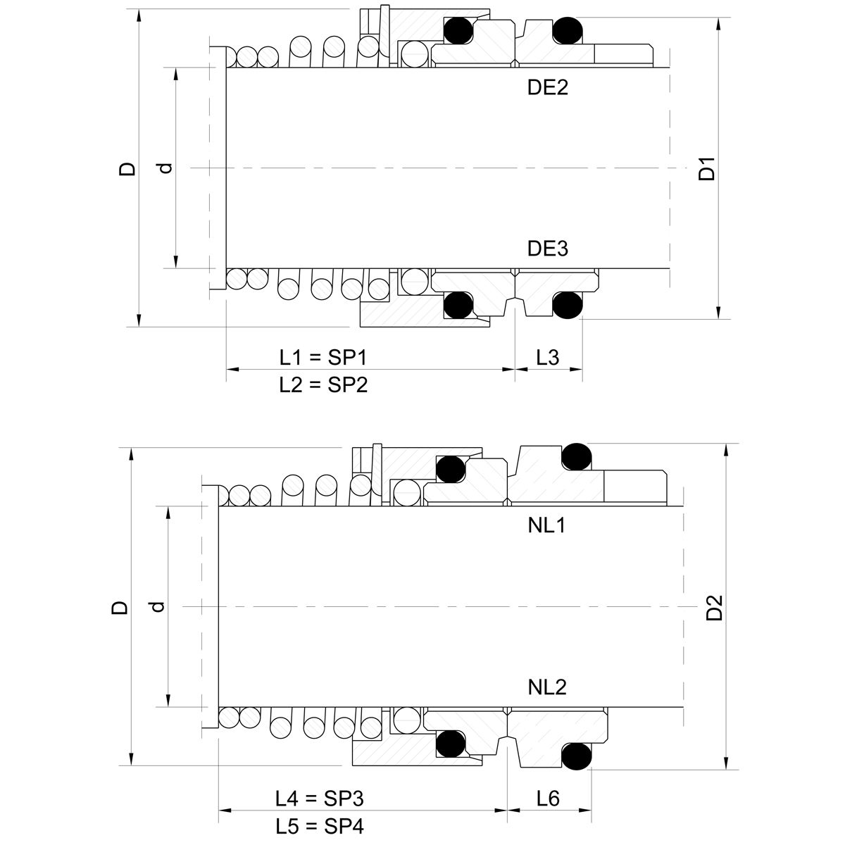 Mechanical seal S&Atilde;O PAULO (technical drawing)